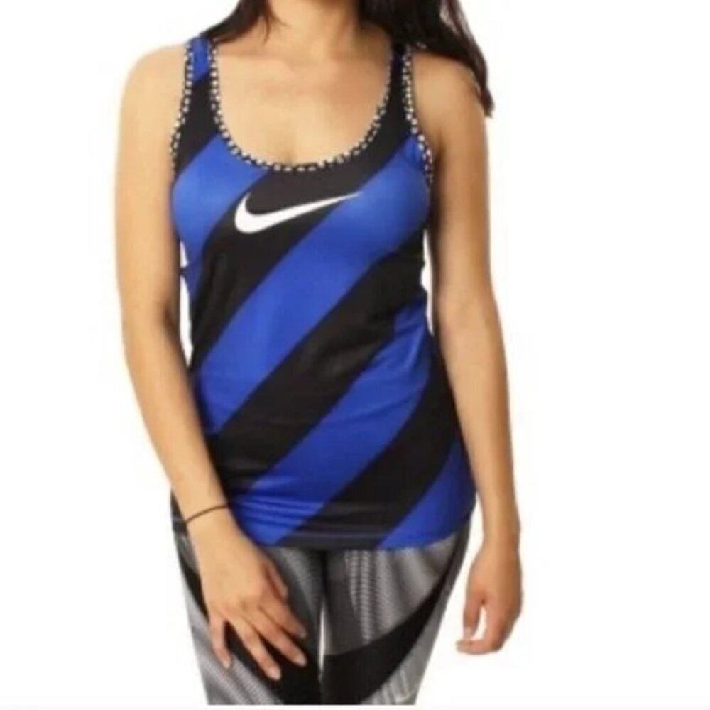 Nike Pro Dri-fit Stripe Scoop Neck Racerback Tank Top